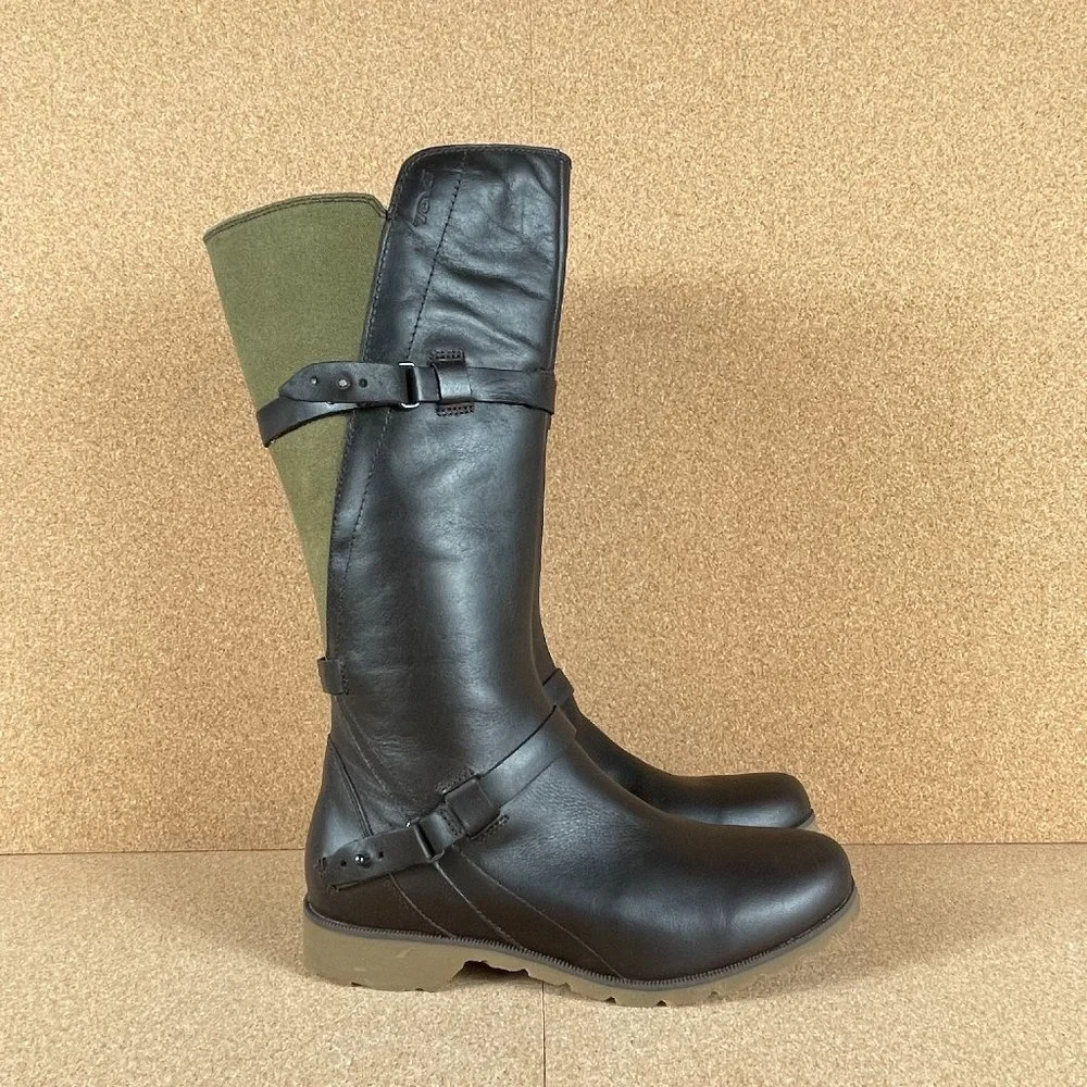 Teva De La Vina Leather Waterproof Knee High Side Zip Boots Size 8 1005937
